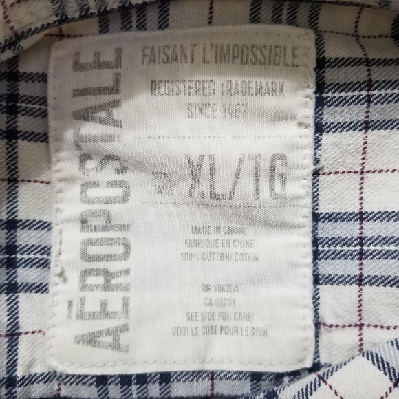 Aeropostale shirt XL long sleeve plaid button up down collared 100% cotton - Picture 12 of 13